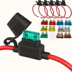 6 Pcs 10AWG Inline Fuse Holder Set with ATC/ATO Blade Fuses